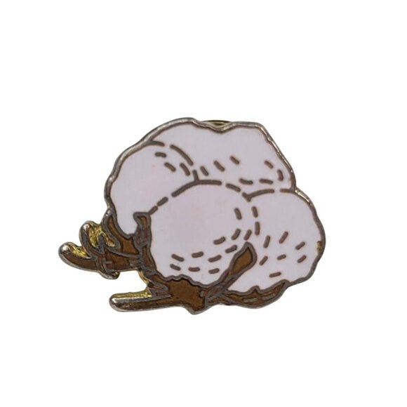 Unbranded Jewelry - Vintage Cotton Boll Plant Pod Enamel Lapel Pin Southern USA Agriculture Farming